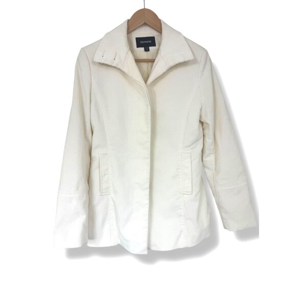 Express Jackets & Blazers - Express Creme Ivory Corduroy Jacket Coat Lined Size 7/8 Cotton New Fall Winter